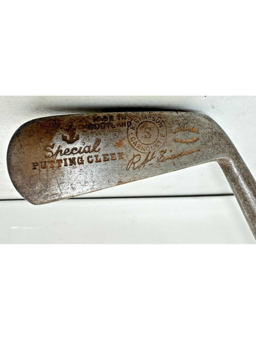 Vtg Robert Simpson Carnoustie Scotland Hickory Shaft Putting Cleek Blade Putter